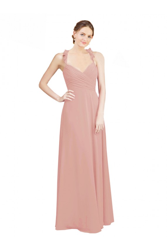Beste A-Linien Chiffon Lange Brautjungfernkleider