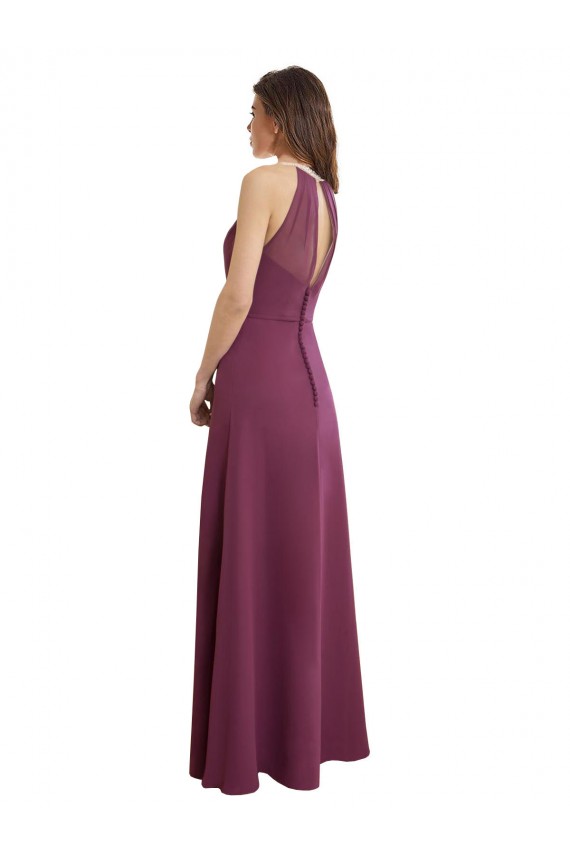 Beste A-Linien Stehkragen Ausschnitt Chiffon Lange Brautjungfernkleider