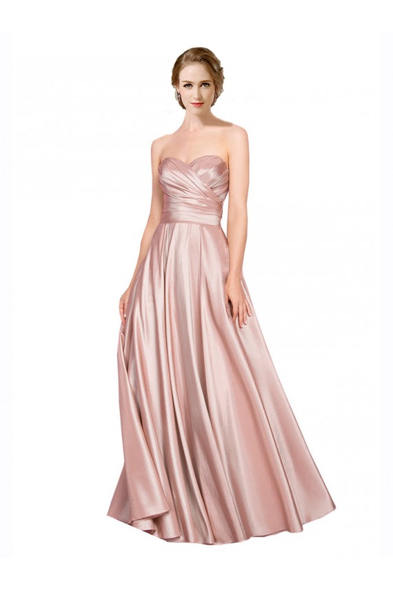 Beste A-Linien Trägerlos Stretch-Satin Lange Formale Brautjungfernkleider / Abendkleider / Abiballkleider