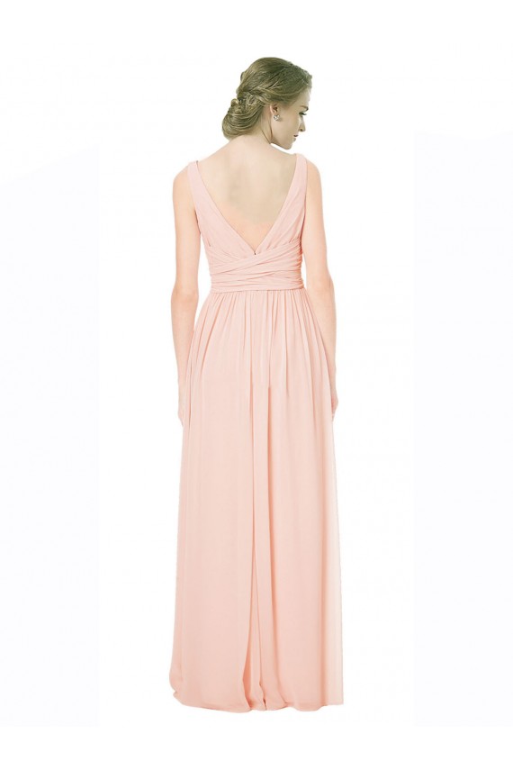 Beste A-Linien V-Ausschnitt Chiffon Lange Brautjungfernkleider