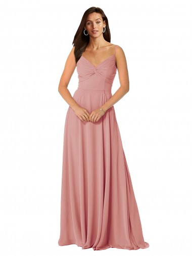 Beste A-Linien V-Ausschnitt Chiffon Lange Brautjungfernkleider