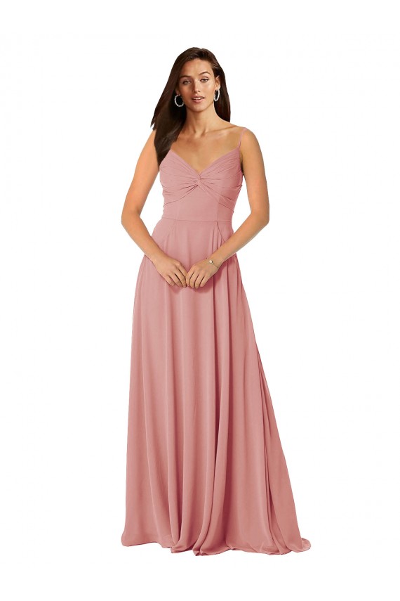 Beste A-Linien V-Ausschnitt Chiffon Lange Brautjungfernkleider
