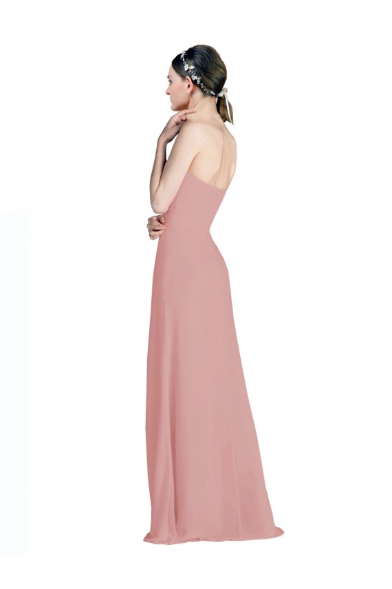 Beste Altrosa A-Linien Chiffon Lange Brautjungfernkleider