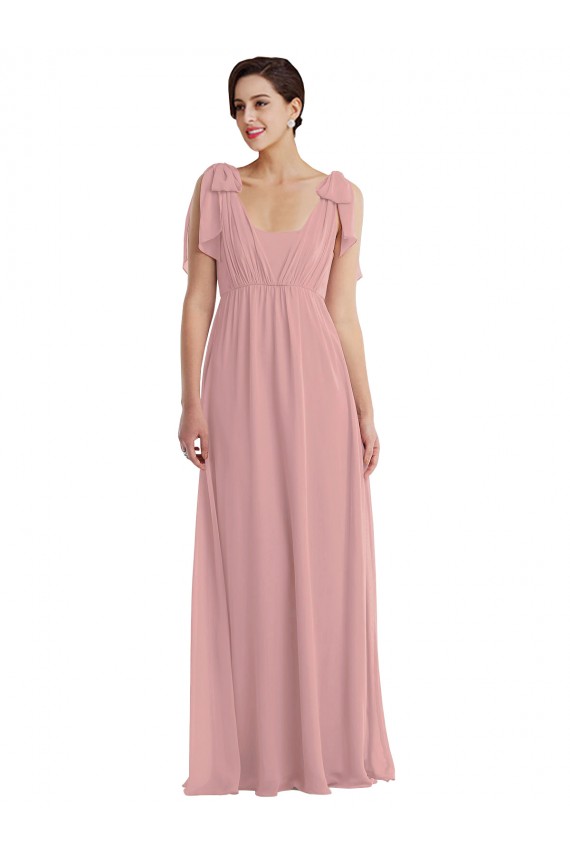 Beste Altrosa A-Linien Neckholder Chiffon Lange Brautjungfernkleider