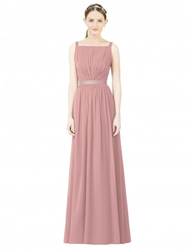 Beste Altrosa A-Linien Stehkragen Ausschnitt Chiffon Lange Brautjungfernkleider