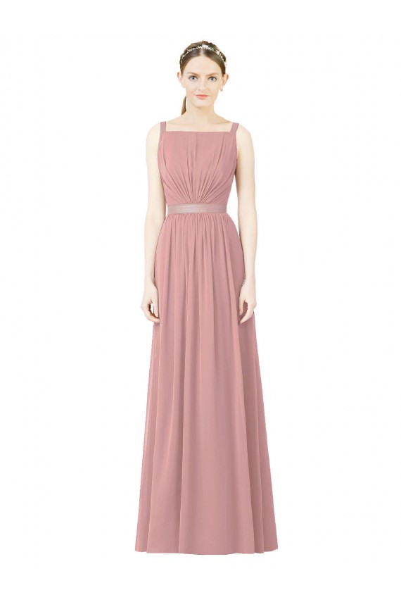 Beste Altrosa A-Linien Stehkragen Ausschnitt Chiffon Lange Brautjungfernkleider