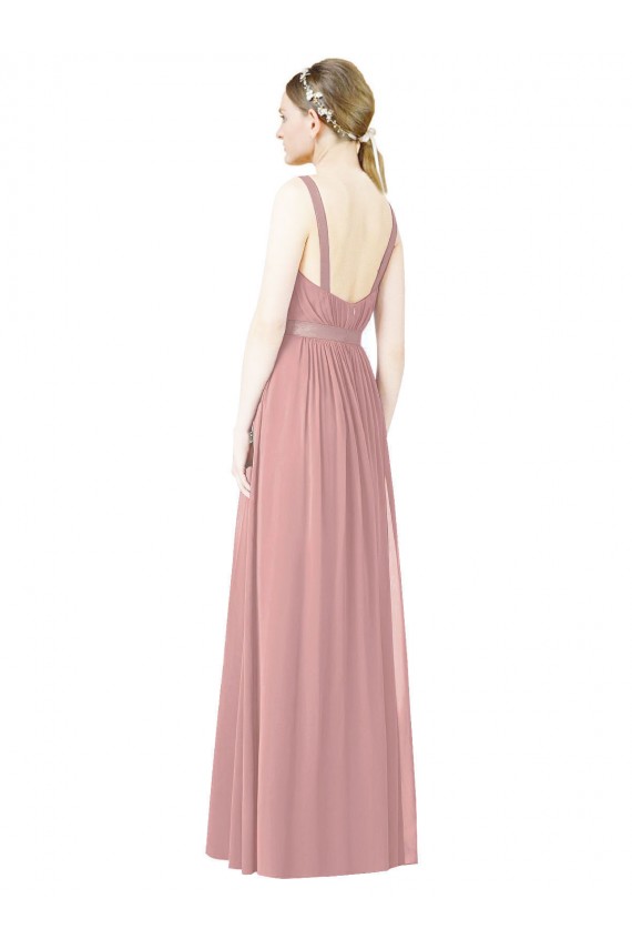 Beste Altrosa A-Linien Stehkragen Ausschnitt Chiffon Lange Brautjungfernkleider