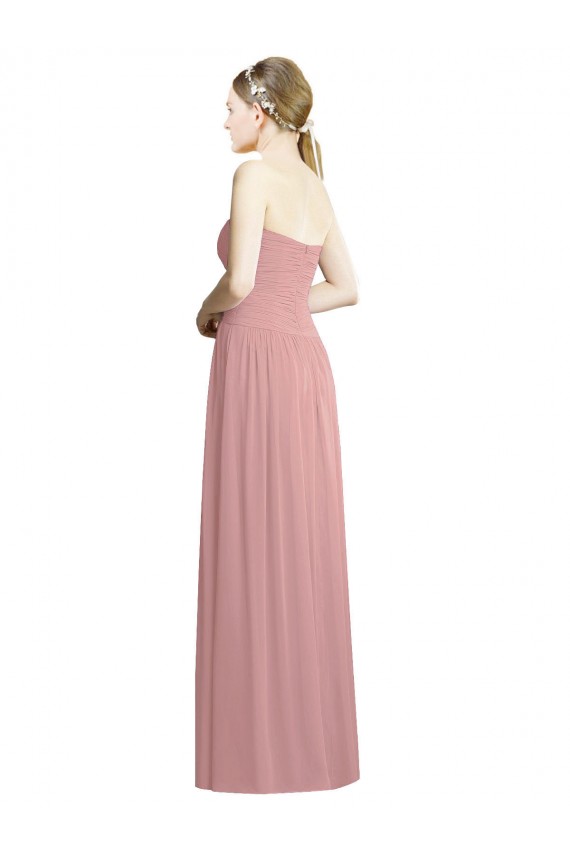 Beste Altrosa A-Linien Trägerlos Chiffon Lange Formale Brautjungfernkleider / Abendkleider
