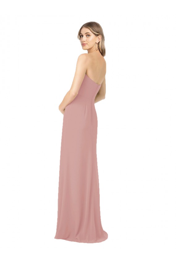 Beste Altrosa Etui Trägerlos Chiffon Lange Brautjungfernkleider
