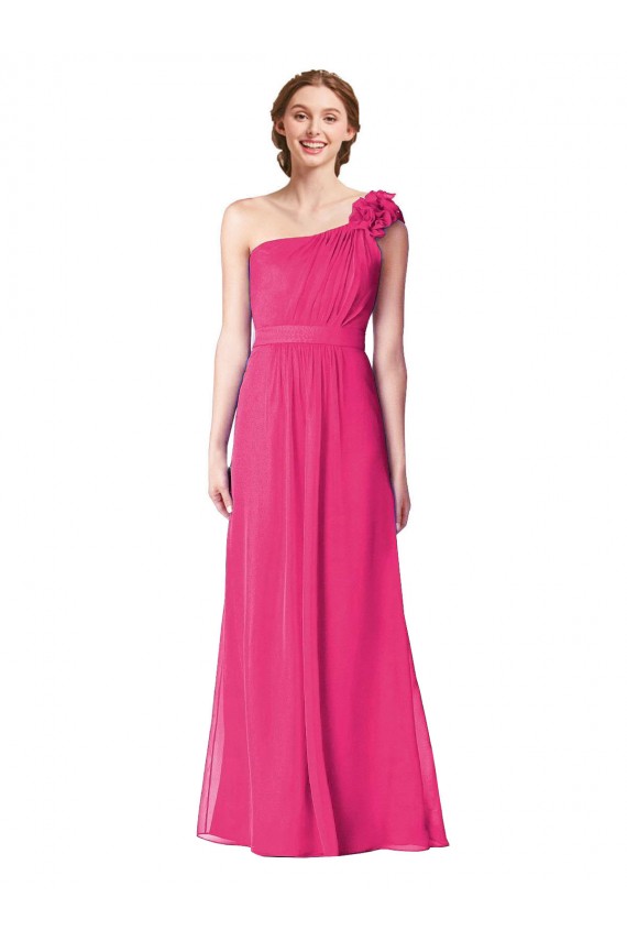 Beste Azalee A-Linien Eine-Schulter Chiffon Lange Brautjungfernkleider