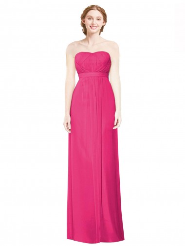 Beste Azalee A-Linien Trägerlos Chiffon Lange Brautjungfernkleider