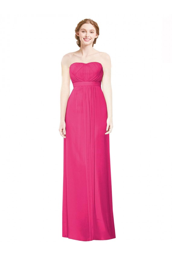Beste Azalee A-Linien Trägerlos Chiffon Lange Brautjungfernkleider
