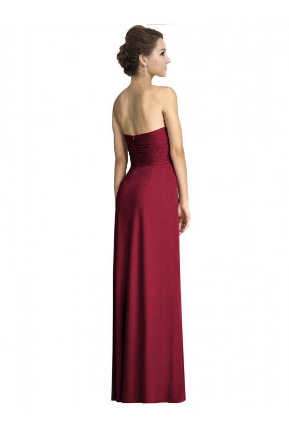 Beste Burgunderrot A-Linien Chiffon Lange Brautjungfernkleider