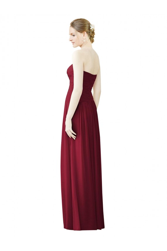 Beste Burgunderrot A-Linien Chiffon Lange Brautjungfernkleider