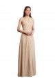 Beste Champagner A-Linien Neckholder Chiffon Lange Brautjungfernkleider