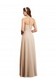 Beste Champagner A-Linien Neckholder Chiffon Lange Brautjungfernkleider