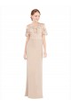 Beste Champagner A-Linien Off-Schulter Chiffon Spitze Lange Brautjungfernkleider / Abiballkleider