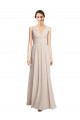 Beste Creme Rosa A-Linien V-Ausschnitt Chiffon Lange Brautjungfernkleider