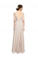 Beste Creme Rosa A-Linien V-Ausschnitt Chiffon Lange Brautjungfernkleider