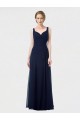 Beste Dunkelmarine A-Linien Chiffon Lange Brautjungfernkleider