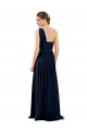 Beste Dunkelmarine A-Linien Eine-Schulter Chiffon Lange Brautjungfernkleider