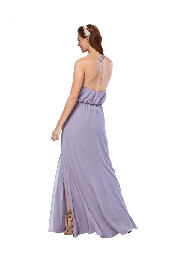 Beste Dunkelmarine A-Linien Neckholder Chiffon Lange Brautjungfernkleider