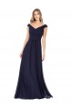 Beste Dunkelmarine A-Linien Off-Schulter Chiffon Lange Brautjungfernkleider