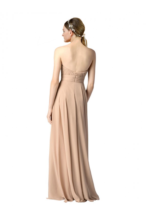 Beste Dunkelmarine A-Linien Trägerlos Chiffon Lange Brautjungfernkleider