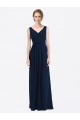 Beste Dunkelmarine A-Linien V-Ausschnitt Chiffon Lange Brautjungfernkleider
