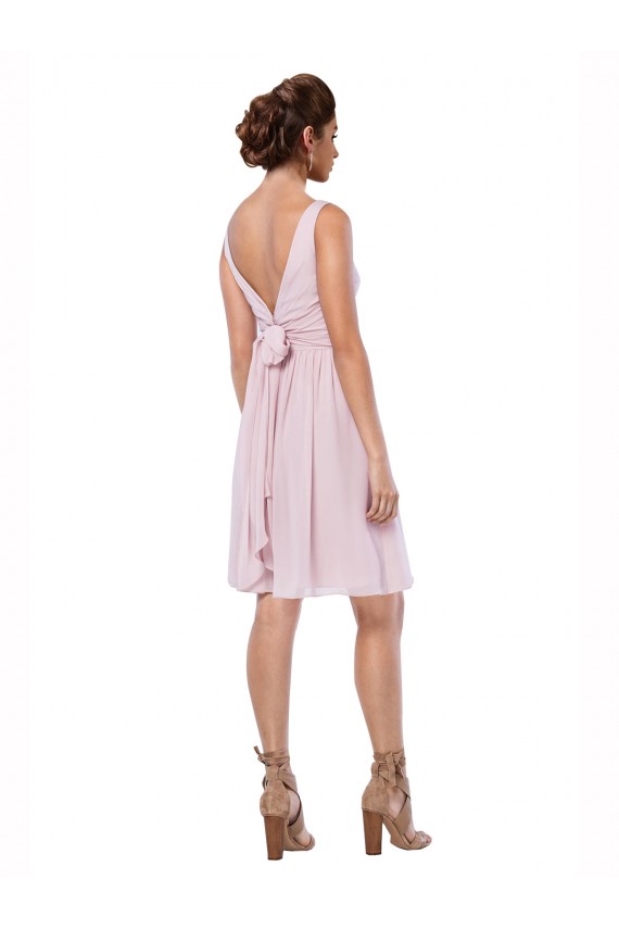 Beste Dunkelmarine A-Linien V-Ausschnitt Knielang Chiffon Kurze Brautjungfernkleider / Cocktailkleider / Heimkehr Kleider