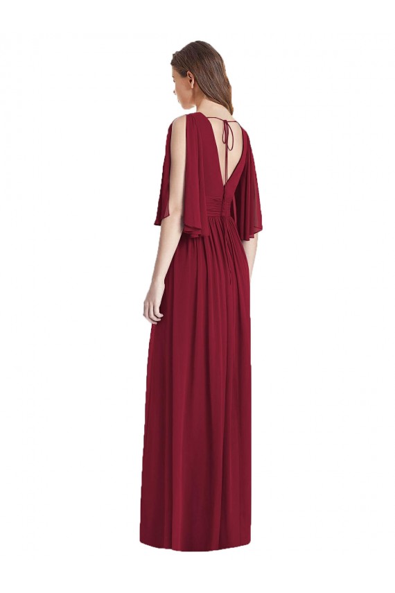Beste Dunkelmarine Trompete V-Ausschnitt Chiffon Lange Brautjungfernkleider