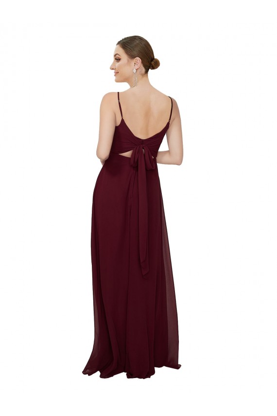 Beste Dunkler Burgunder A-Linien Scoop Chiffon Lange Brautjungfernkleider
