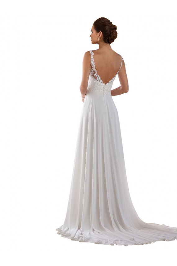 Beste Elfenbein A-Linien Kapelle-schleppe Chiffon Klassisch Boho Brautkleider
