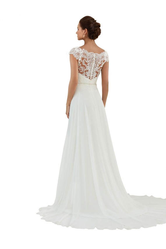 Beste Elfenbein A-Linien Kapelle-schleppe Chiffon Klassisch Brautkleider