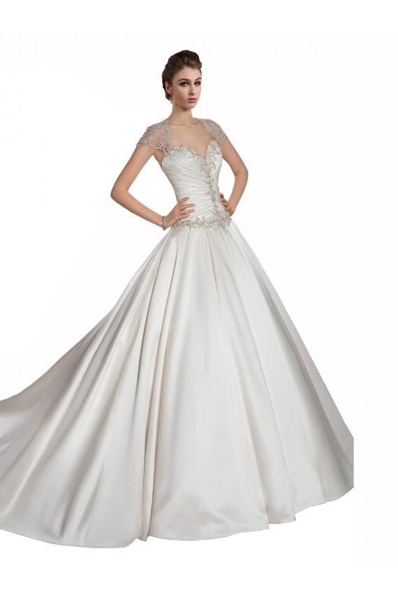 Beste Elfenbein A-Linien Kapelle-schleppe Satin Brautkleider