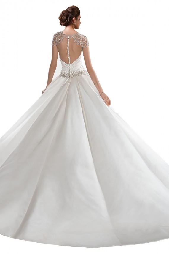 Beste Elfenbein A-Linien Kapelle-schleppe Satin Brautkleider