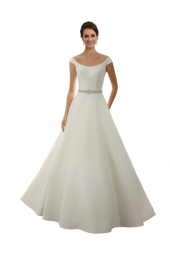 Beste Elfenbein A-Linien Off-Schulter Kapelle-schleppe Satin Klassisch Brautkleider