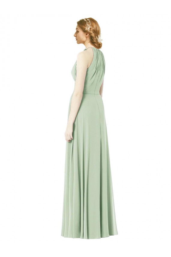 Beste Emerald A-Linien Neckholder Chiffon Lange Brautjungfernkleider