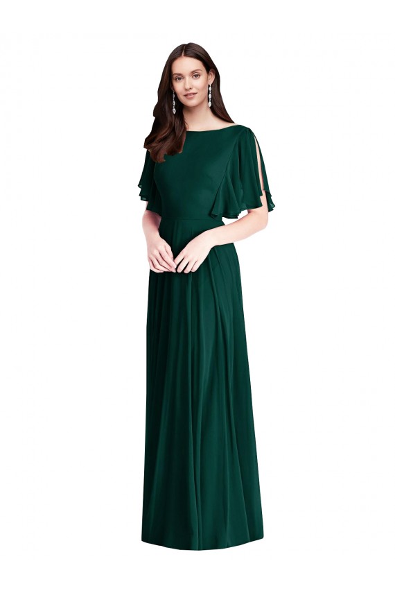 Beste Evergrün A-Linien Chiffon Lange Brautjungfernkleider