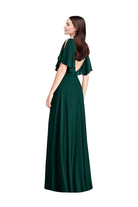 Beste Evergrün A-Linien Chiffon Lange Brautjungfernkleider
