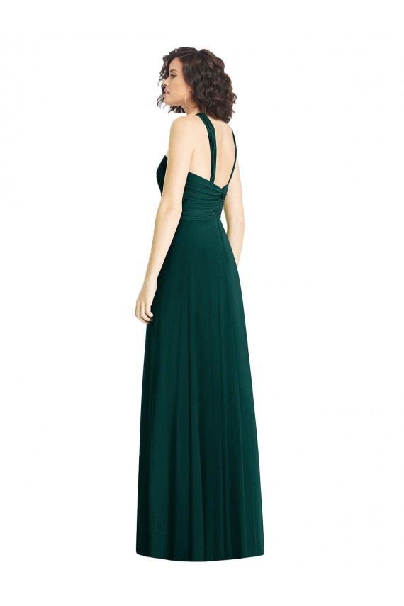 Beste Evergrün A-Linien Neckholder Chiffon Lange Brautjungfernkleider