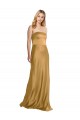 Beste Gold A-Linien Trägerlos Stretch-Satin Lange Formale Brautjungfernkleider / Abendkleider / Abiballkleider