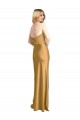 Beste Gold A-Linien Trägerlos Stretch-Satin Lange Formale Brautjungfernkleider / Abendkleider / Abiballkleider