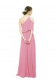 Beste Hautrosa A-Linien Eine-Schulter Chiffon Lange Brautjungfernkleider