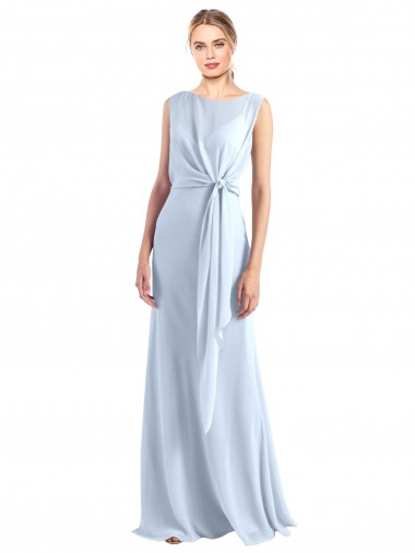 Beste Helles Himmelblau A-Linien V-Ausschnitt Chiffon Lange Brautjungfernkleider