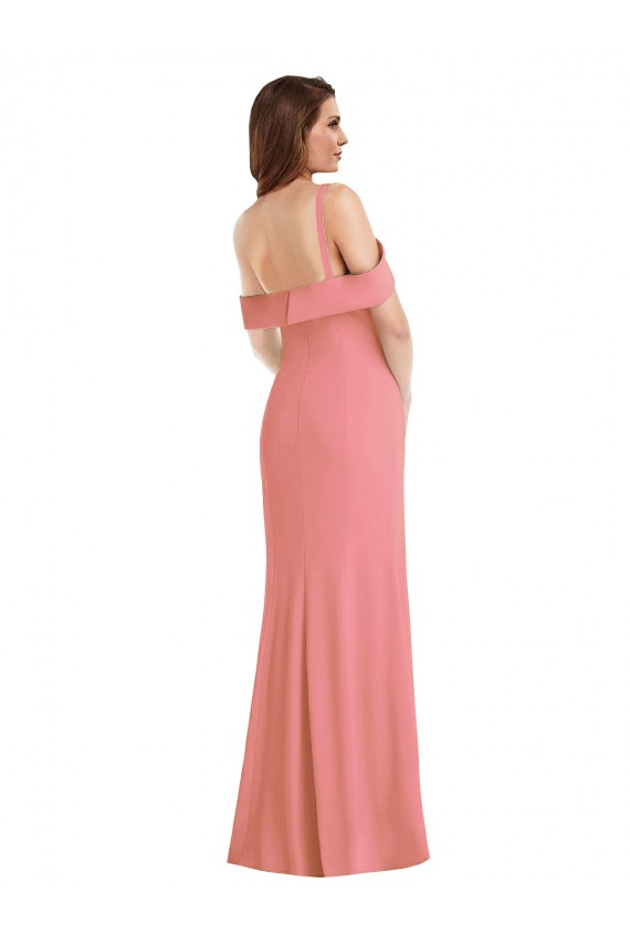 Beste Hot Rosa Trompete Eine-Schulter Strech-Krepp Lange Brautjungfernkleider / Abiballkleider