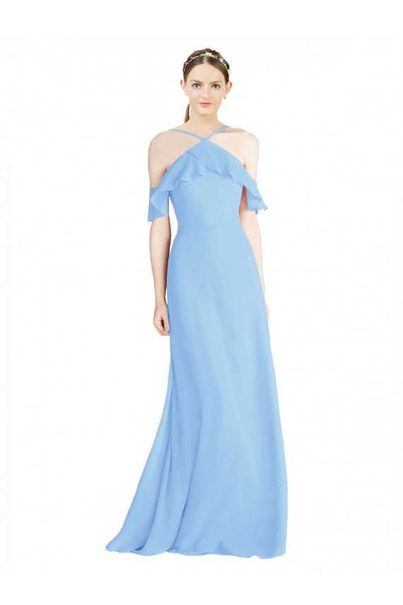 Beste Immergrün A-Linien Neckholder Chiffon Lange Brautjungfernkleider