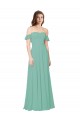 Beste Jade A-Linien Off-Schulter Chiffon Lange Brautjungfernkleider
