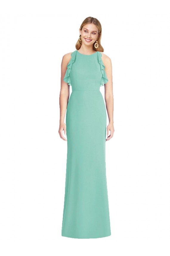 Beste Jade Meerjungfrau Juwel Ausschnitt Chiffon Lange Brautjungfernkleider