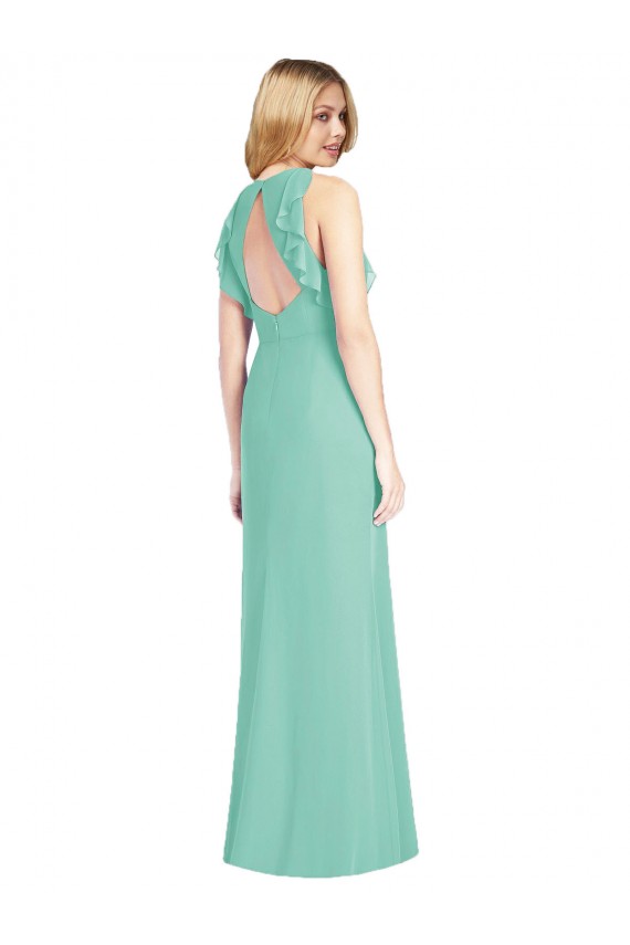 Beste Jade Meerjungfrau Juwel Ausschnitt Chiffon Lange Brautjungfernkleider